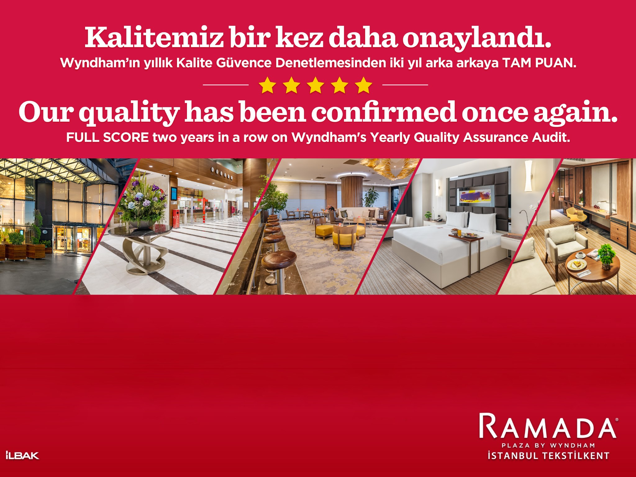 Ramada Plaza By Wyndham Istanbul Tekstilkent Achieves Full Marks from Wyndham!